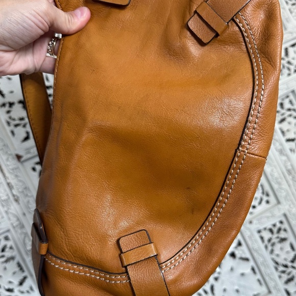 Michael Kors Camel Brown Buckle Crescent Moon Shaped Leather Shoulder Bag - Picture 9 of 9